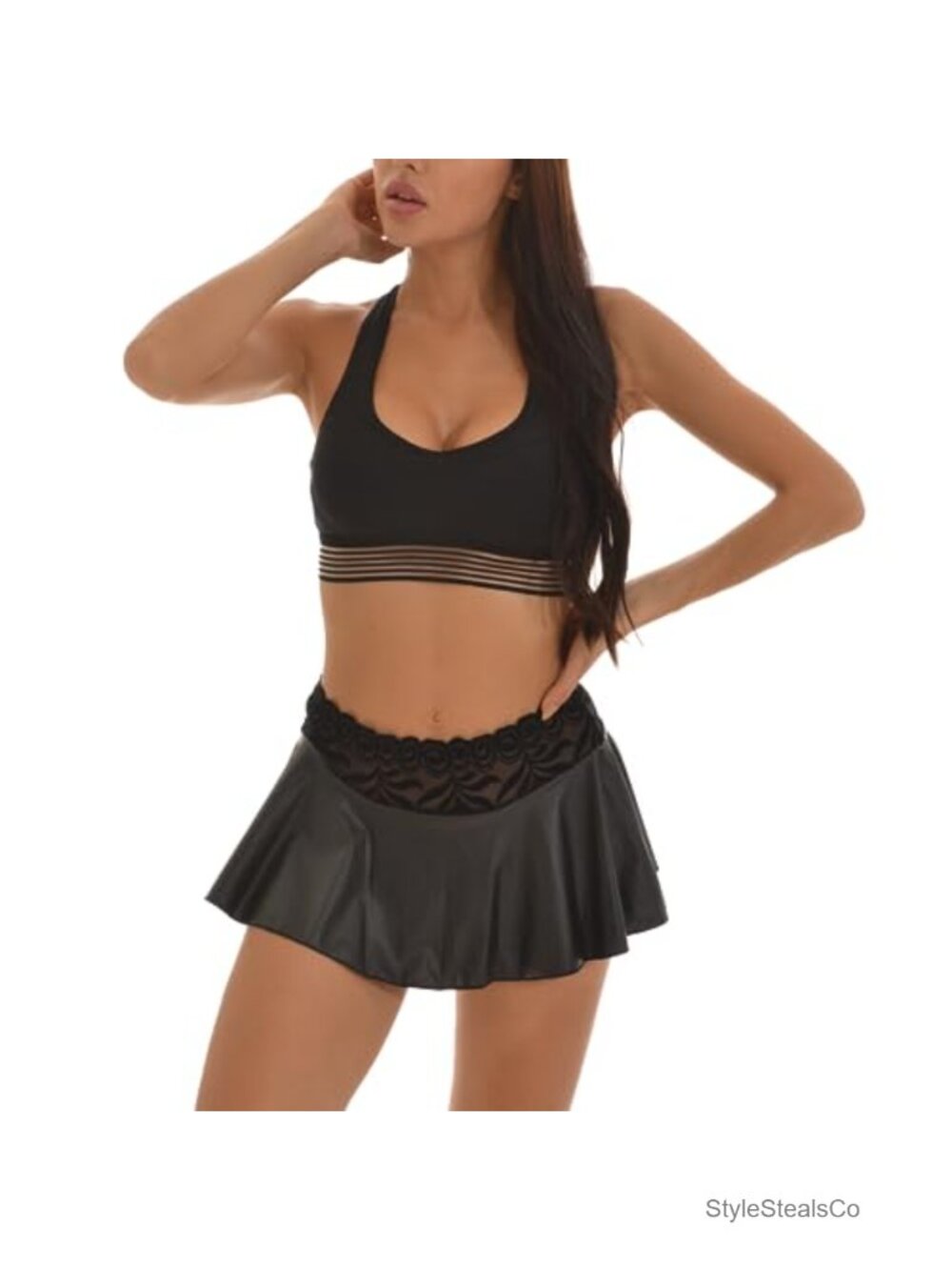 Lace Mini Skirt Bodycon Pleated Elastic Waist Clubwear Women
